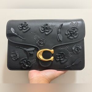 Chain Tabby Shoulder Bag With Floral Embellishment